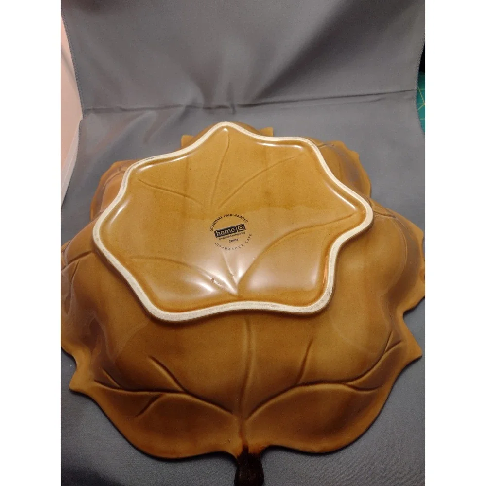 Target Home Maple Leaf Fall Autumn Stoneware Serving Bowl Dish‎ Home Decor